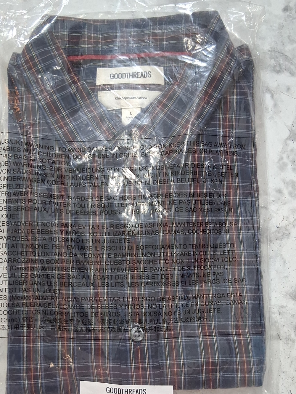 Men's Goodthreads Blue Plaid Long Sleeve Shirt